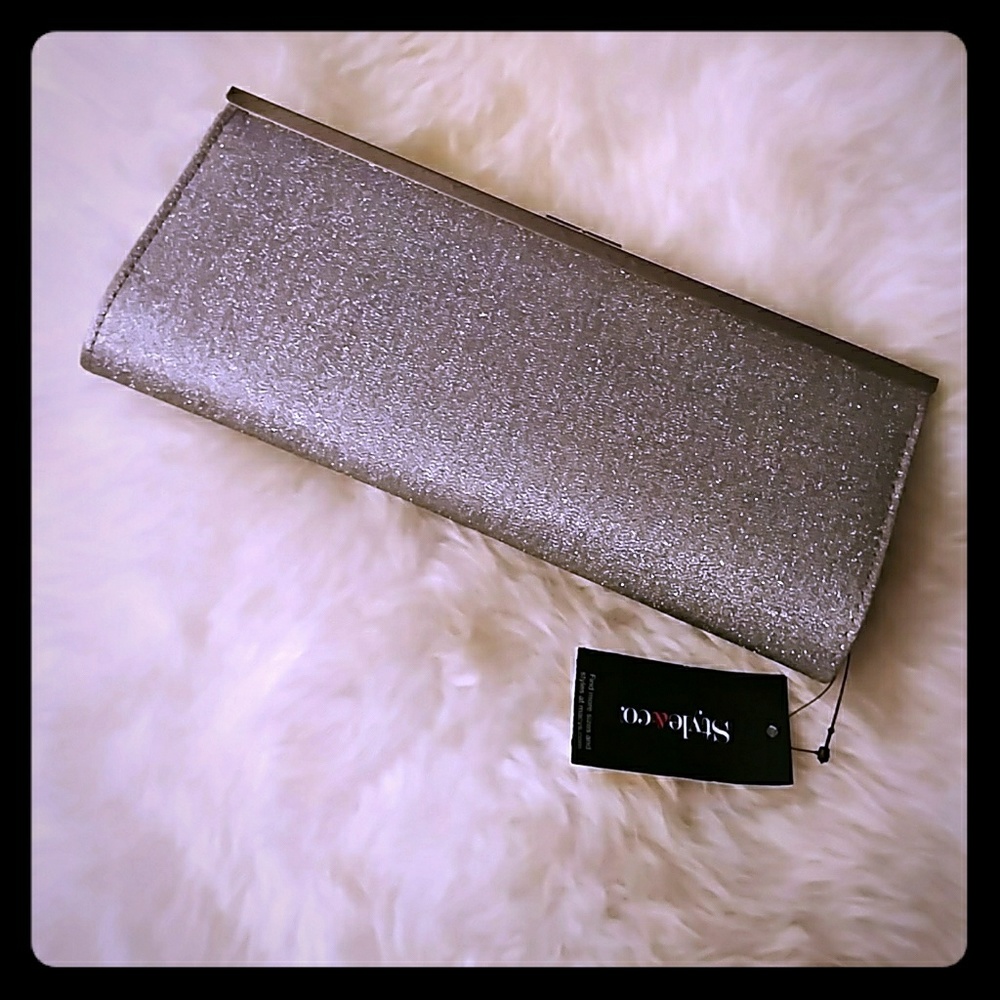 Style & co silver glitter clutch purse